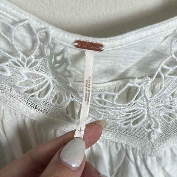NWT Free People Kayla Lace Trim Tank Ivory Size Large - Picture 3 of 7